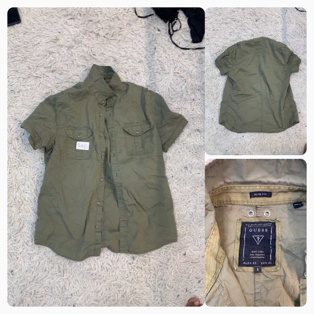 Chemise boutonnée à manches courtes Guess Olive Gr..