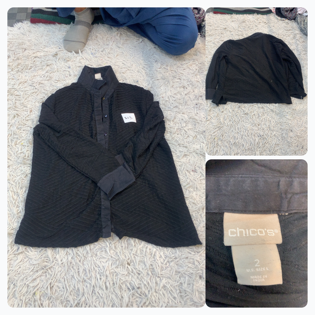 Chico's Black Button-Up Shirt