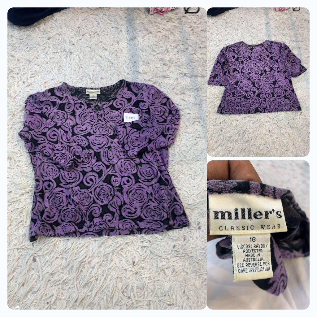 Miller's Classic Wear Purple Floral Top