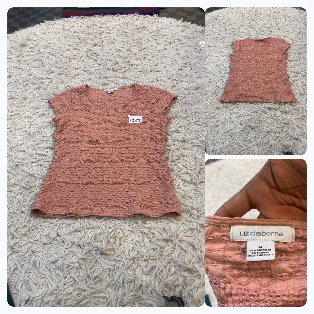 Liz Claiborne Textured Short Sleeve Top