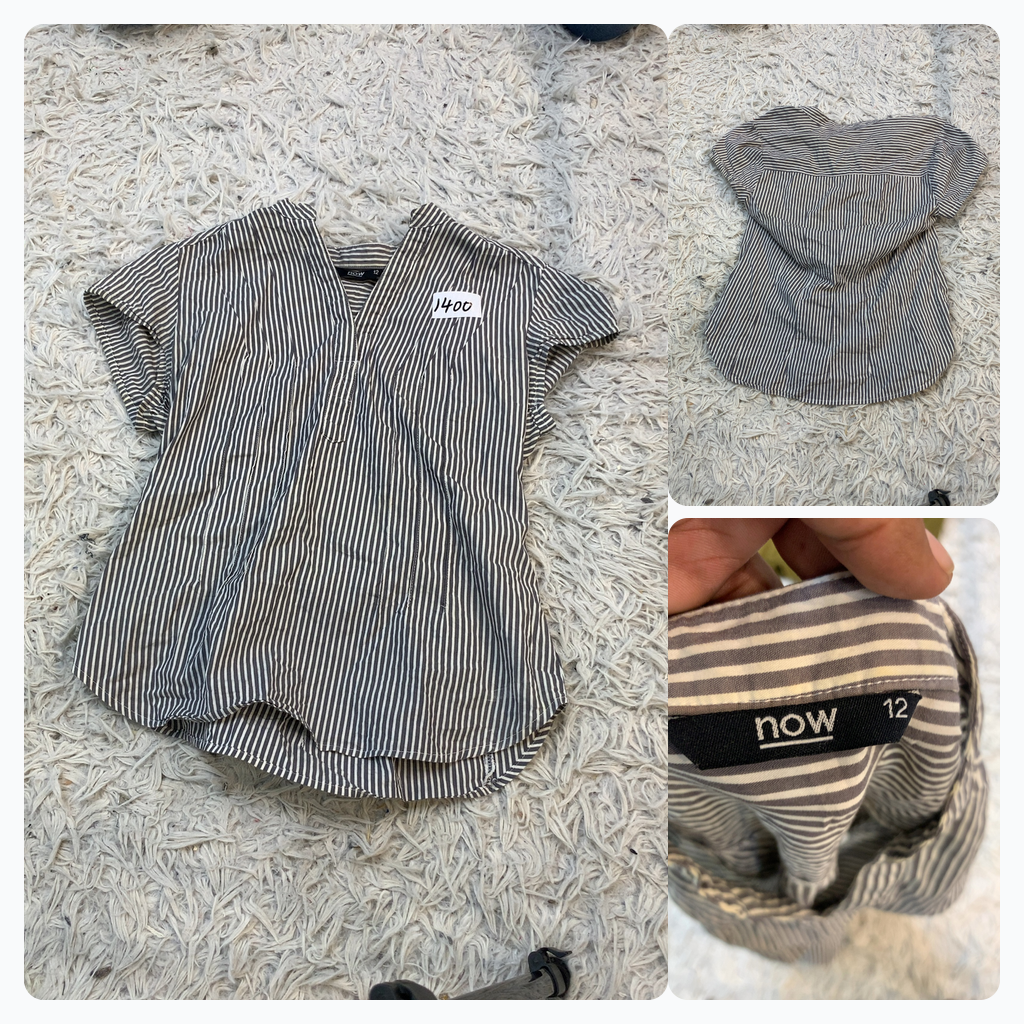 Striped Short Sleeve Blouse