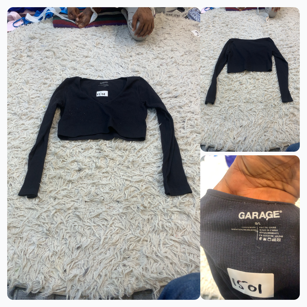 Garage Black Long Sleeve Cropped Top