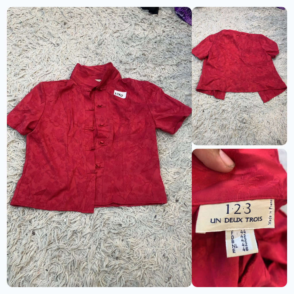 Camicia bottone con colletto alla mandarino rossa