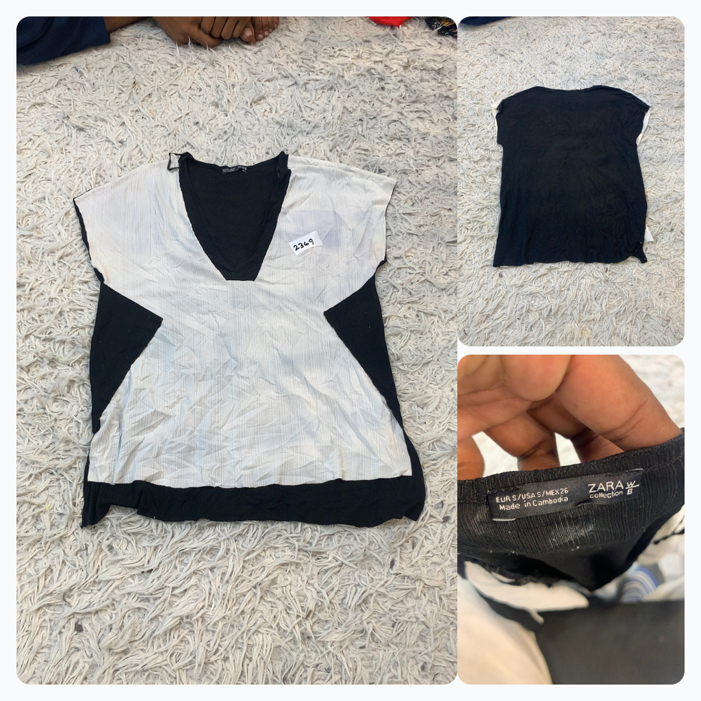 Top V-Scollo Nero e Bianco Zara