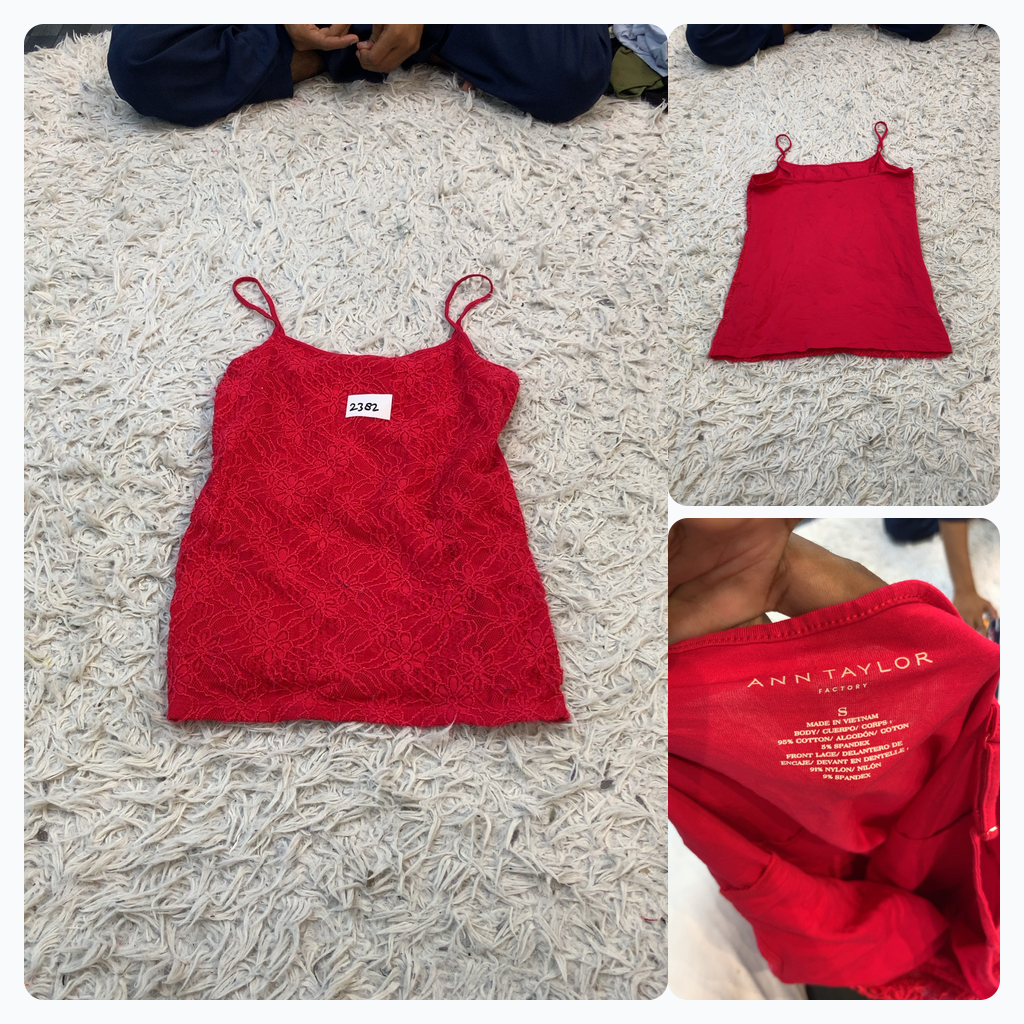 Ann Taylor Factory Red Lace Cami Top