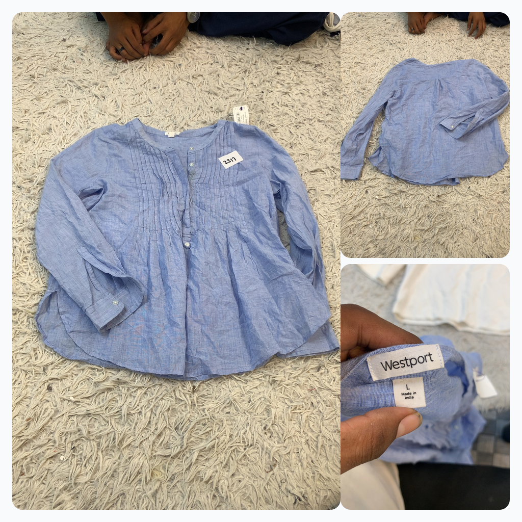 Westport Light Blue Long Sleeve Button-Up Shirt