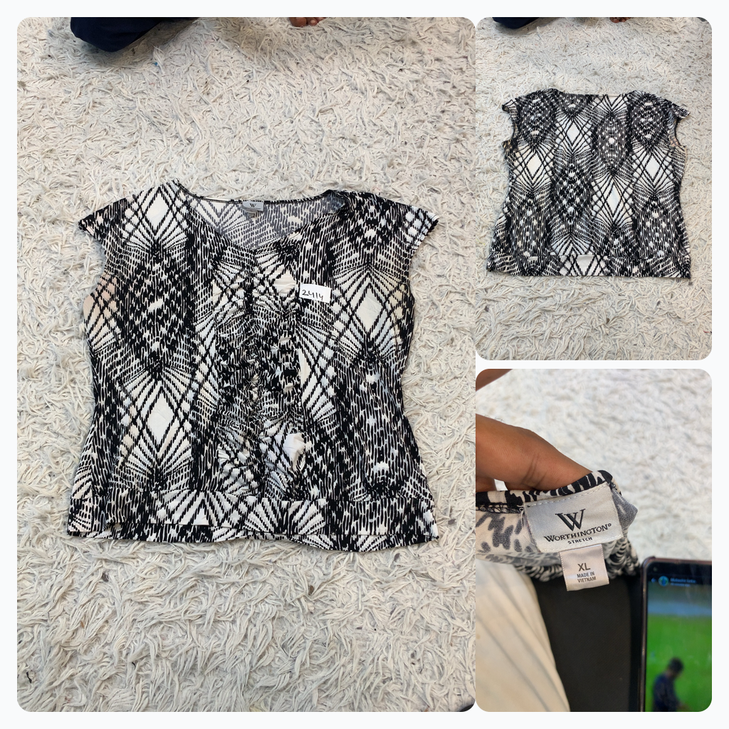 Blouse à motifs noir et blanc Worthington