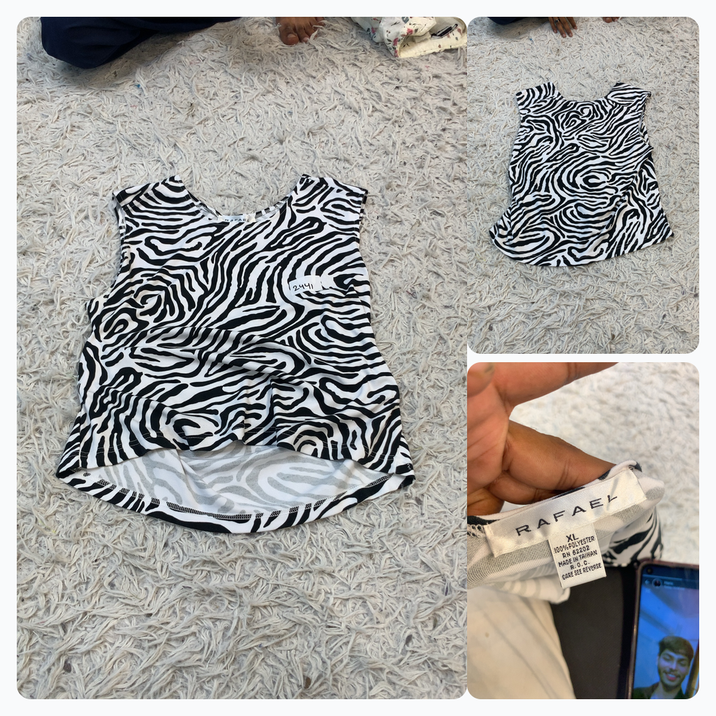 Top sans manches à motif zèbre