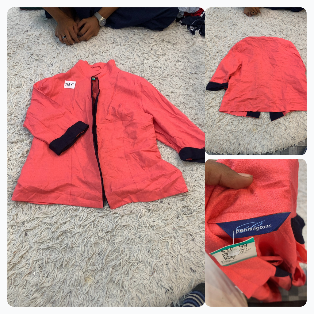 Coral Blazer with Navy Trim