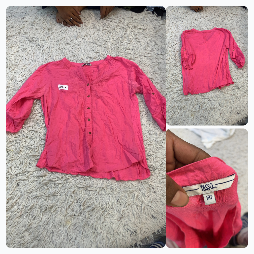 Pink Embroidered Button-Up Shirt