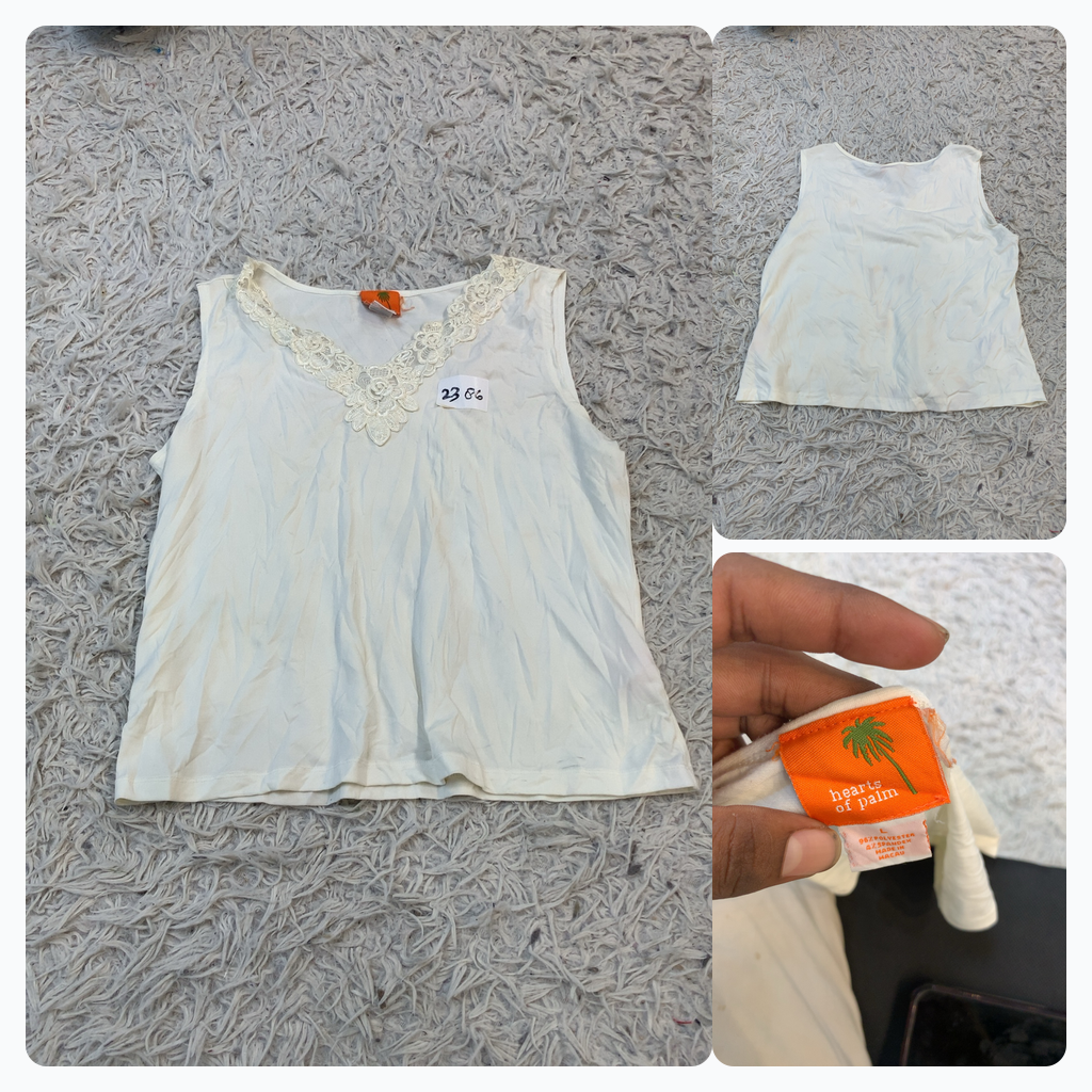 Débardeur à broderie en dentelle blanche
