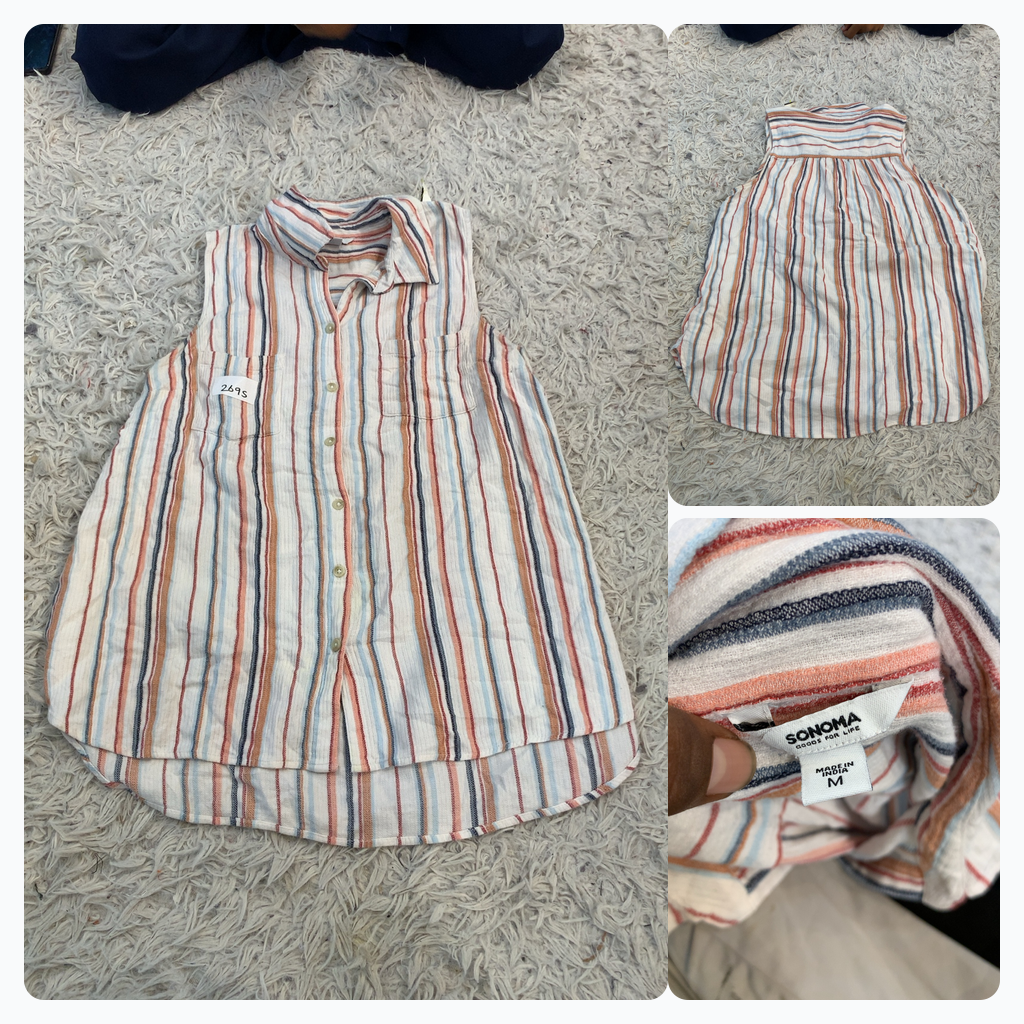 Sonoma Striped Sleeveless Button-Up Shirt