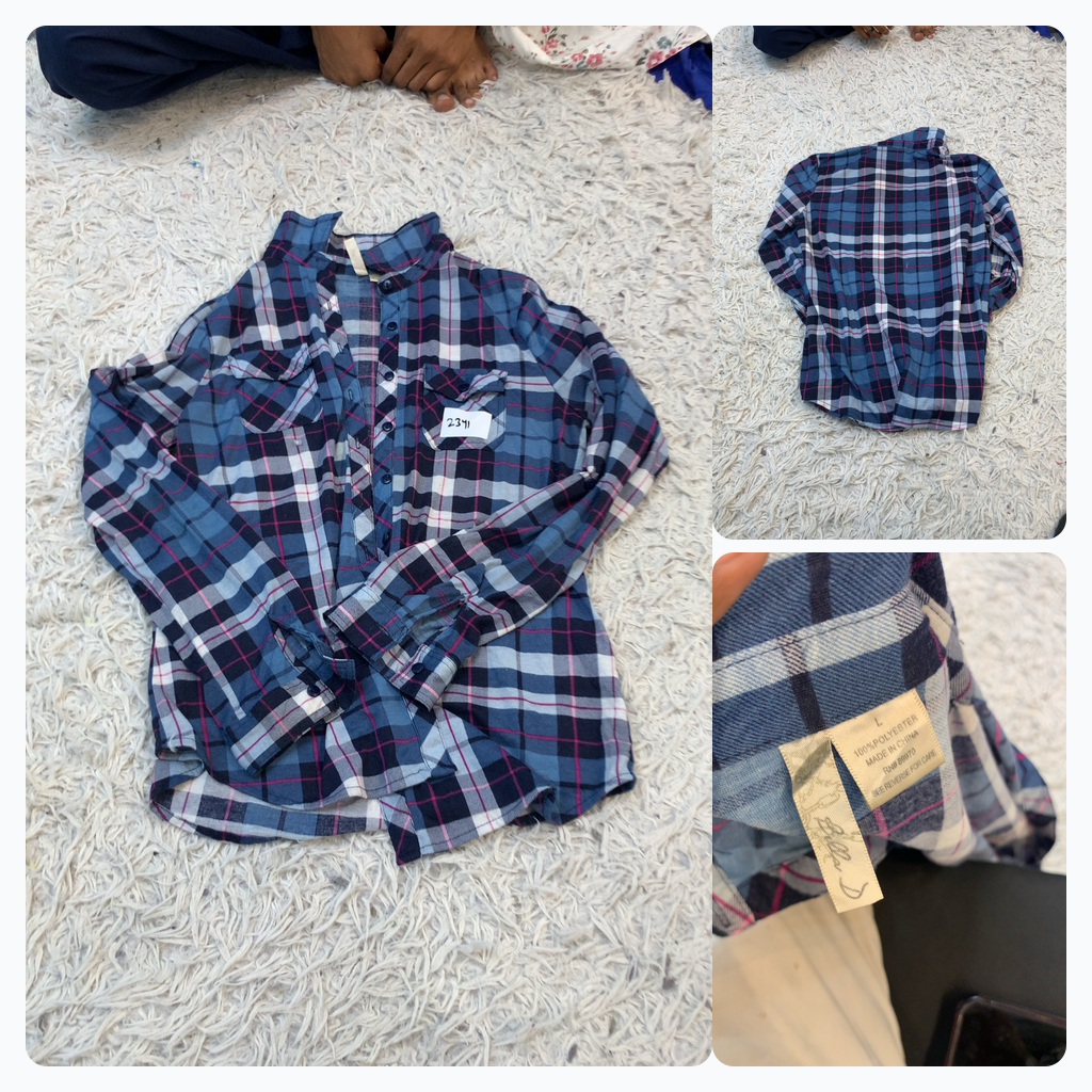 Chemise en flanelle à carreaux bleus