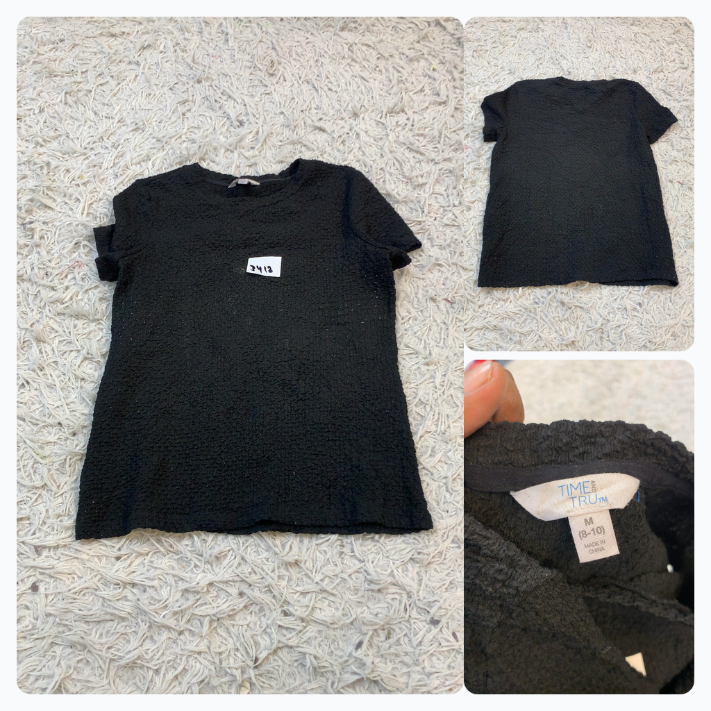 Time and Tru camiseta negra texturizada