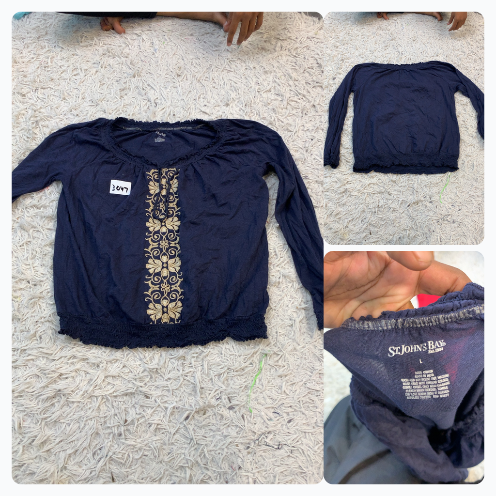 Blusa de manga larga bordada de St. John's Bay