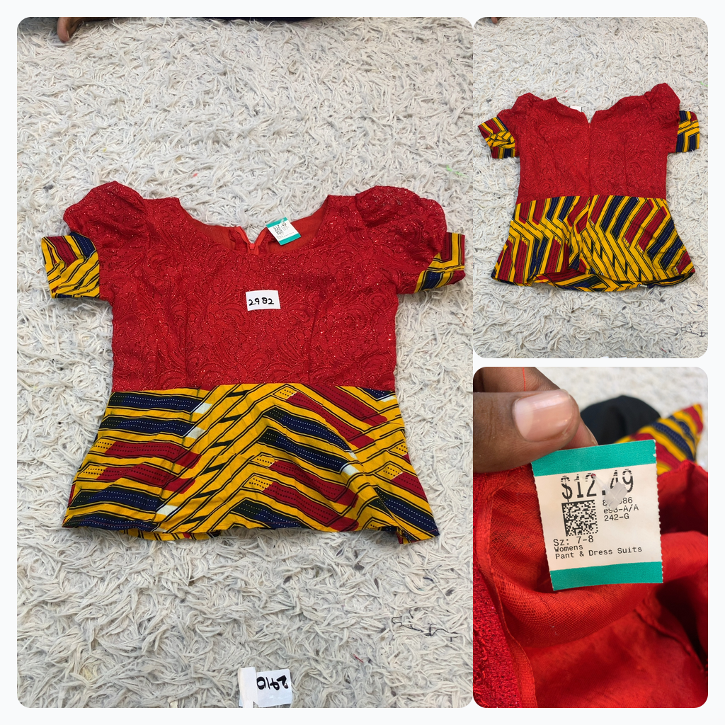 Blusa con patrón rojo y amarillo