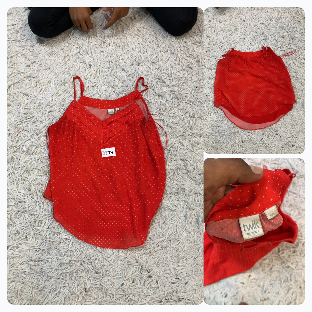 Top cami à pois rouges