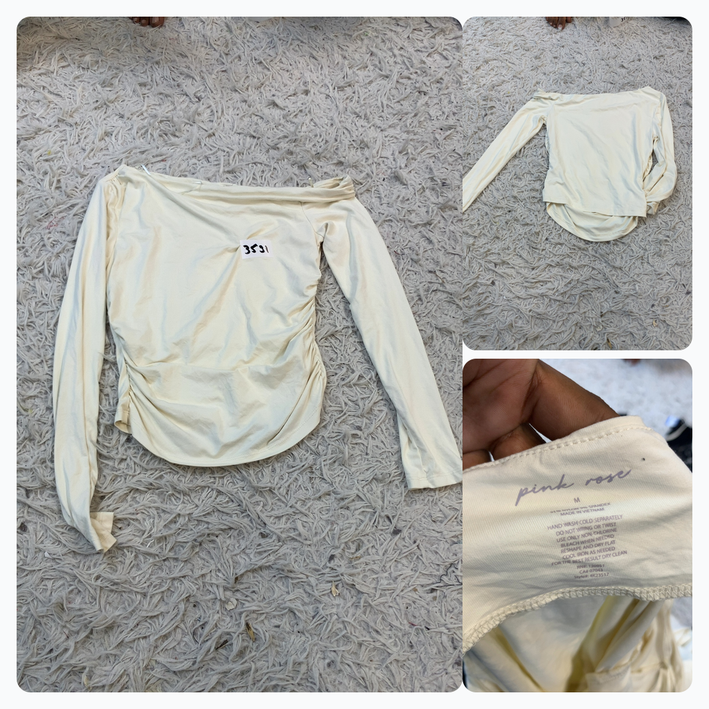 Pink Rose Off-Shoulder Long Sleeve Top