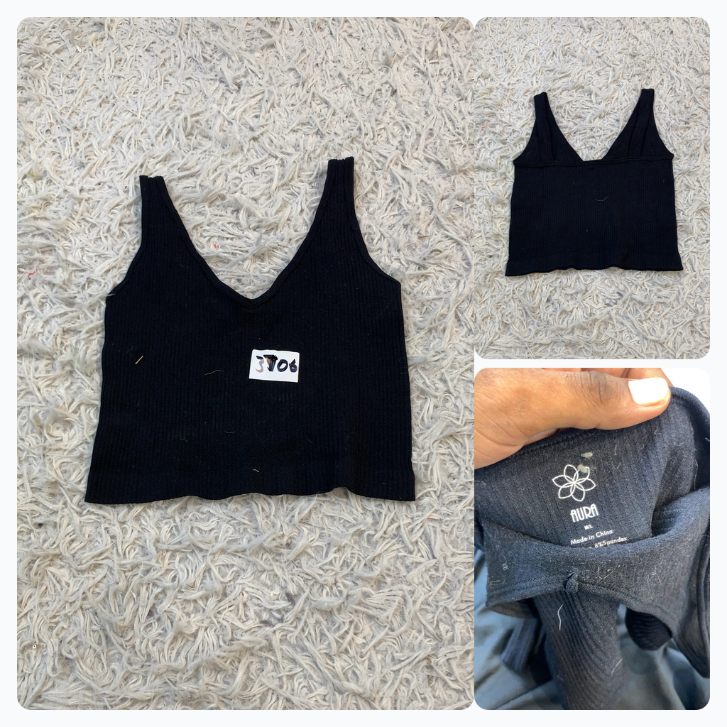 Aura Black Ribbed Tank Top