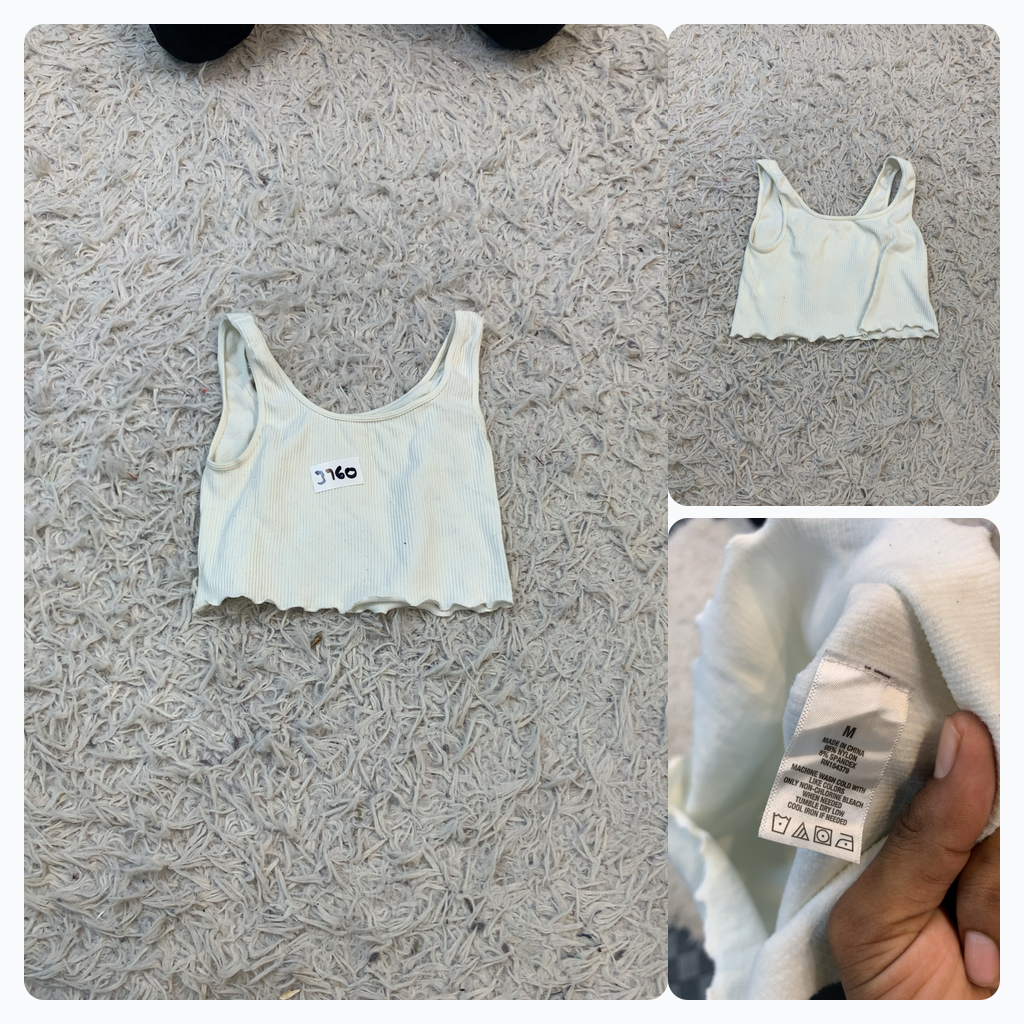 Camiseta sin mangas de canalé blanca