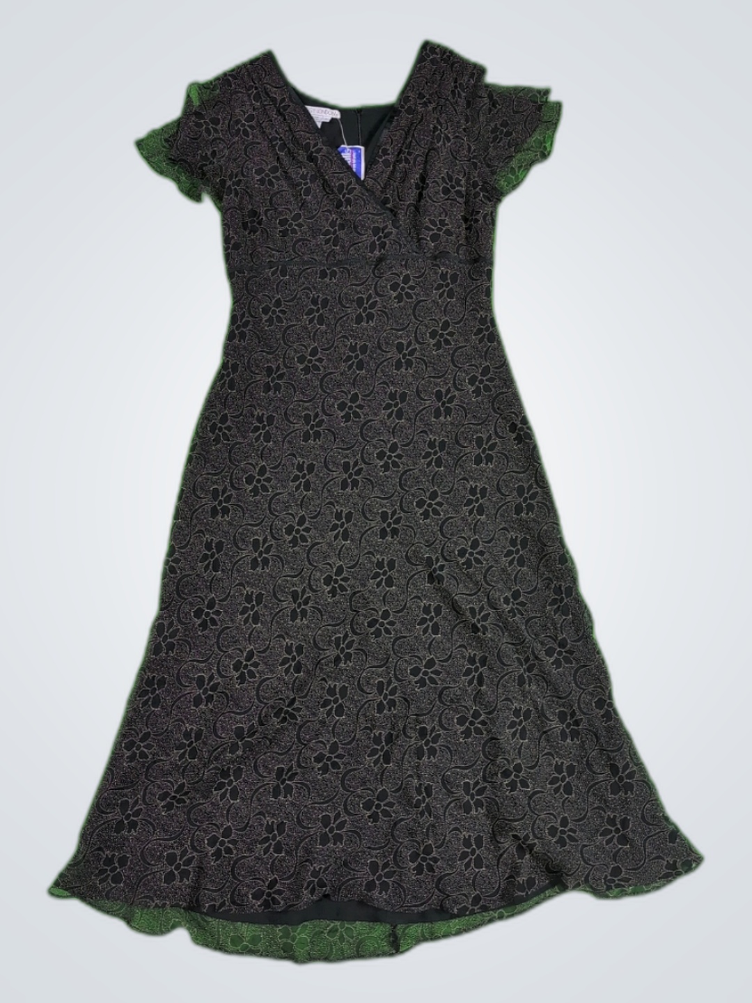 Maggy London Black Floral Wrap Midi Dress