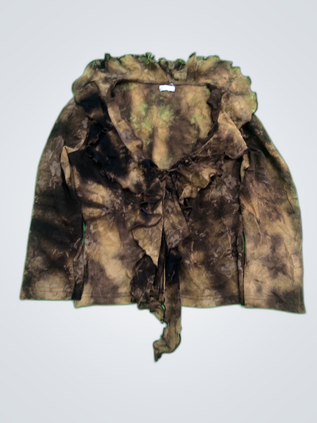 XOXO Printed Ruffle Blouse