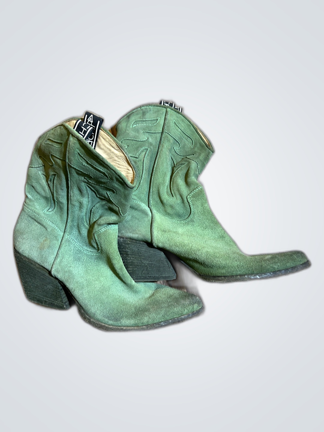 Stivali da cowboy in suede verde Elena Velez