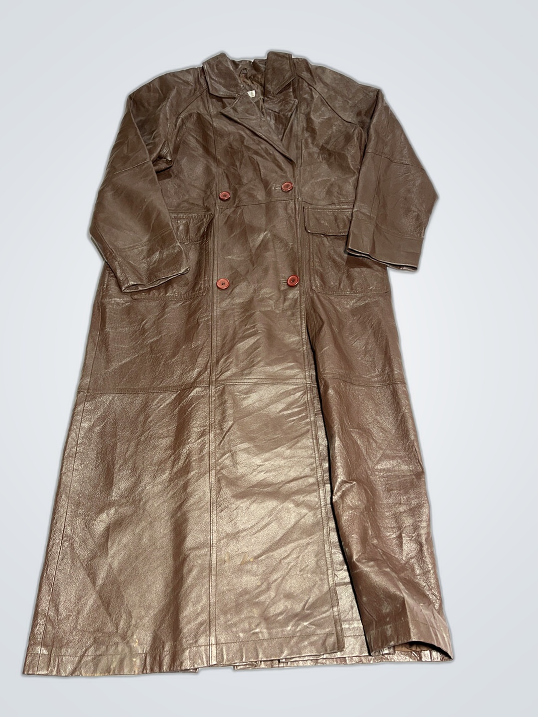 Trench Coat de Couro Marrom