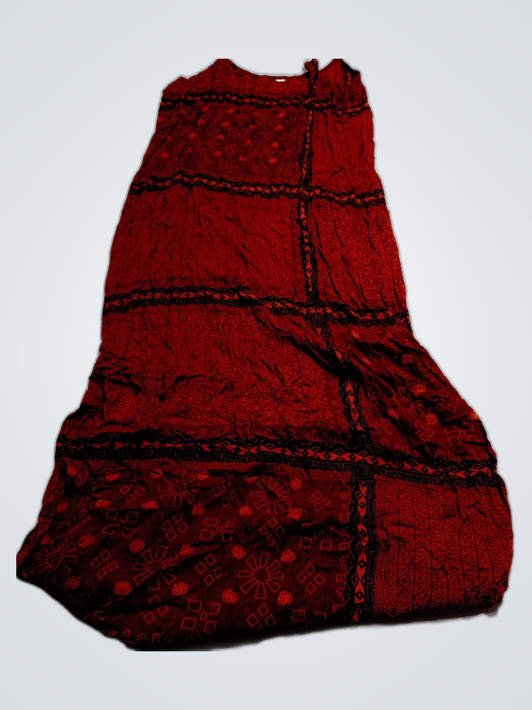 Red and Black Bohemian Style Maxi Dress