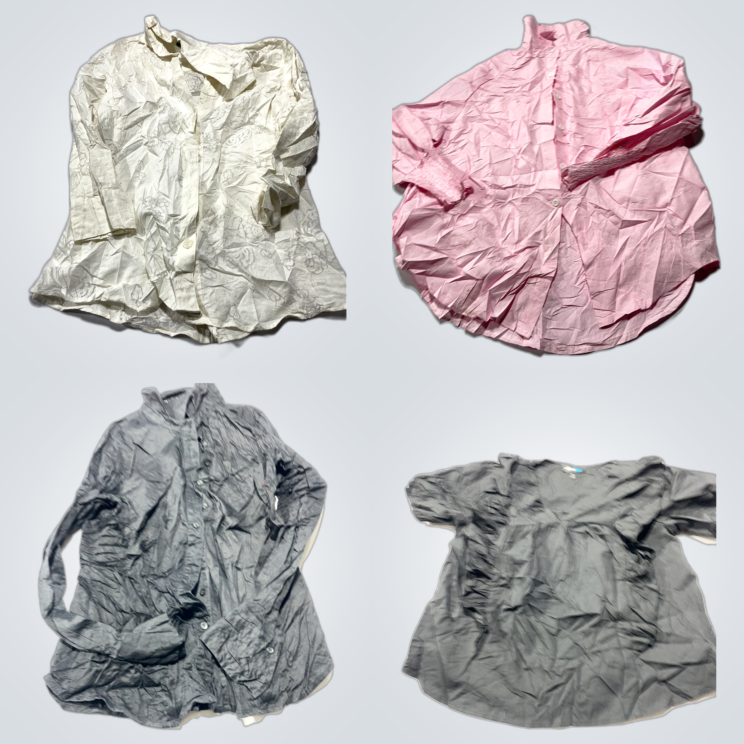 デザイナー＆トレンディシャツバンドル - シルク、シアー、ボタンダウントップスの10点ミックス