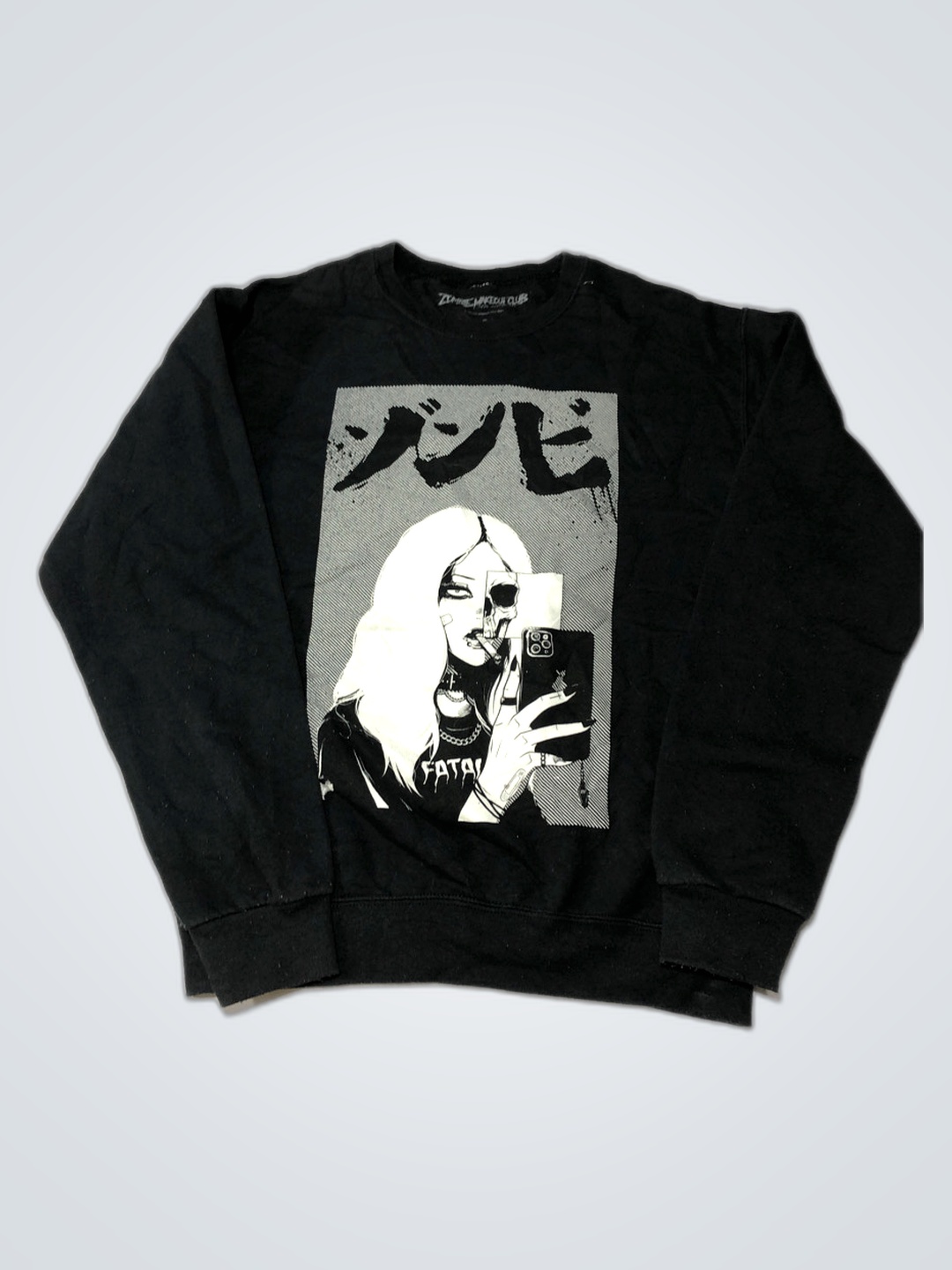 T-shirt à manches longues graphiques noires Zombie..