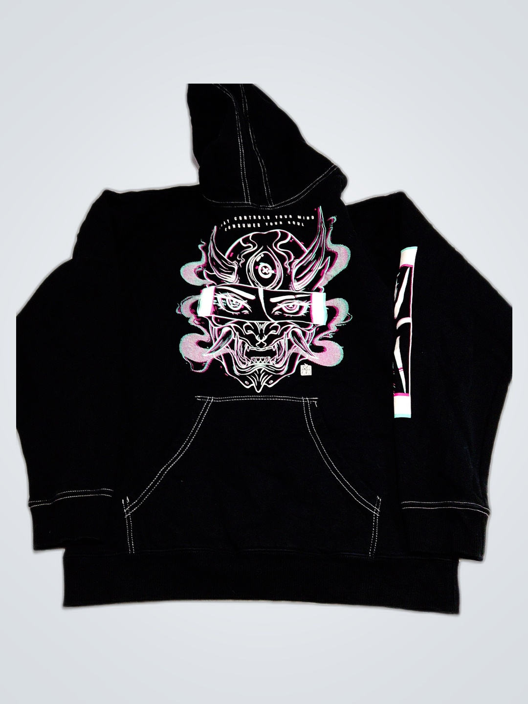 Felpa con cappuccio grafica nera