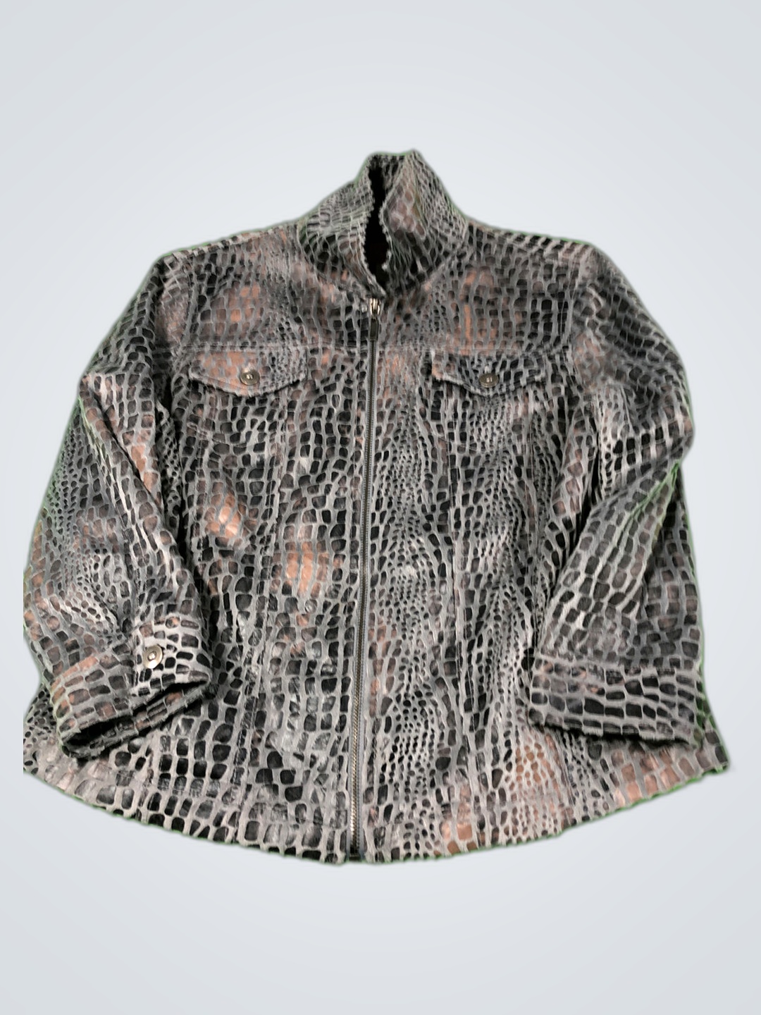 Graue Schlangenhautjacke