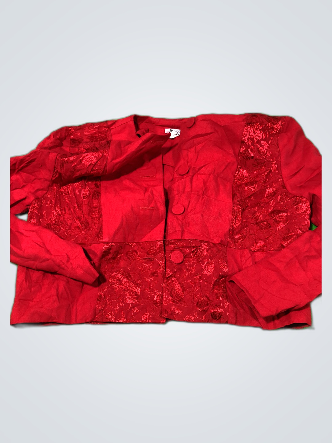 Michael Blair Rotes Spitzenpaneel-Blazer