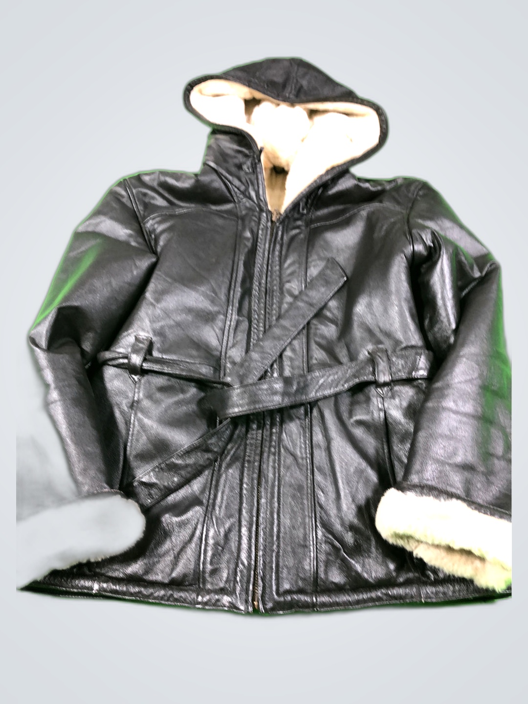 Black Leather Coat with Fur Lining