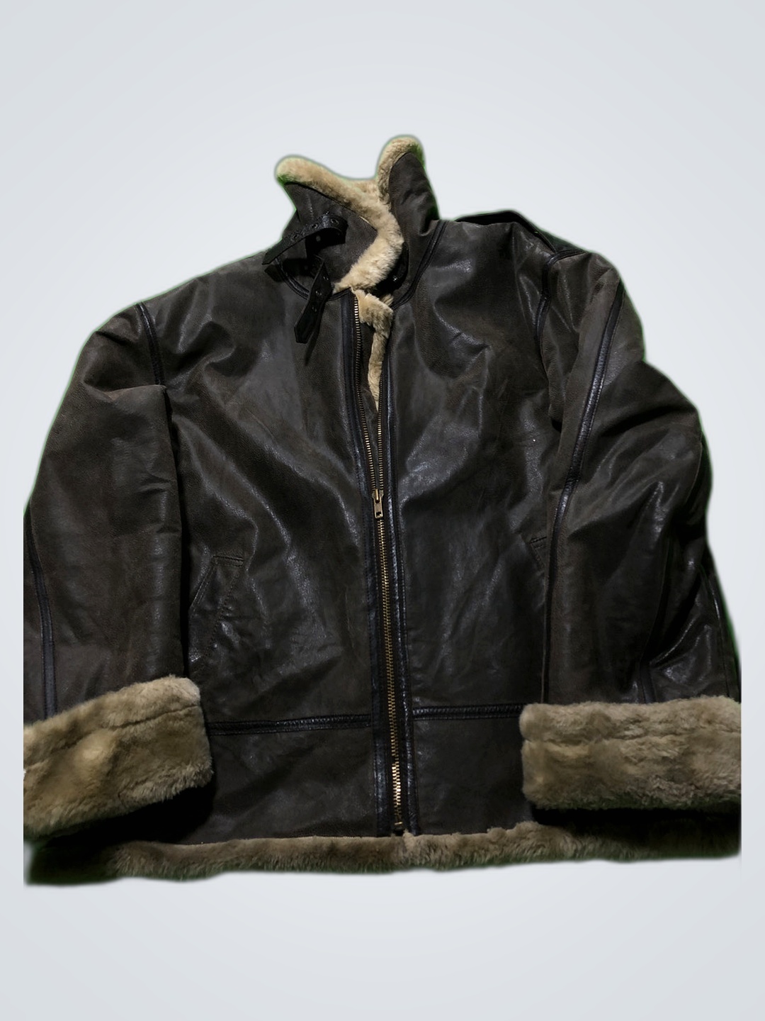 Leather Jacket with Fur Trim
