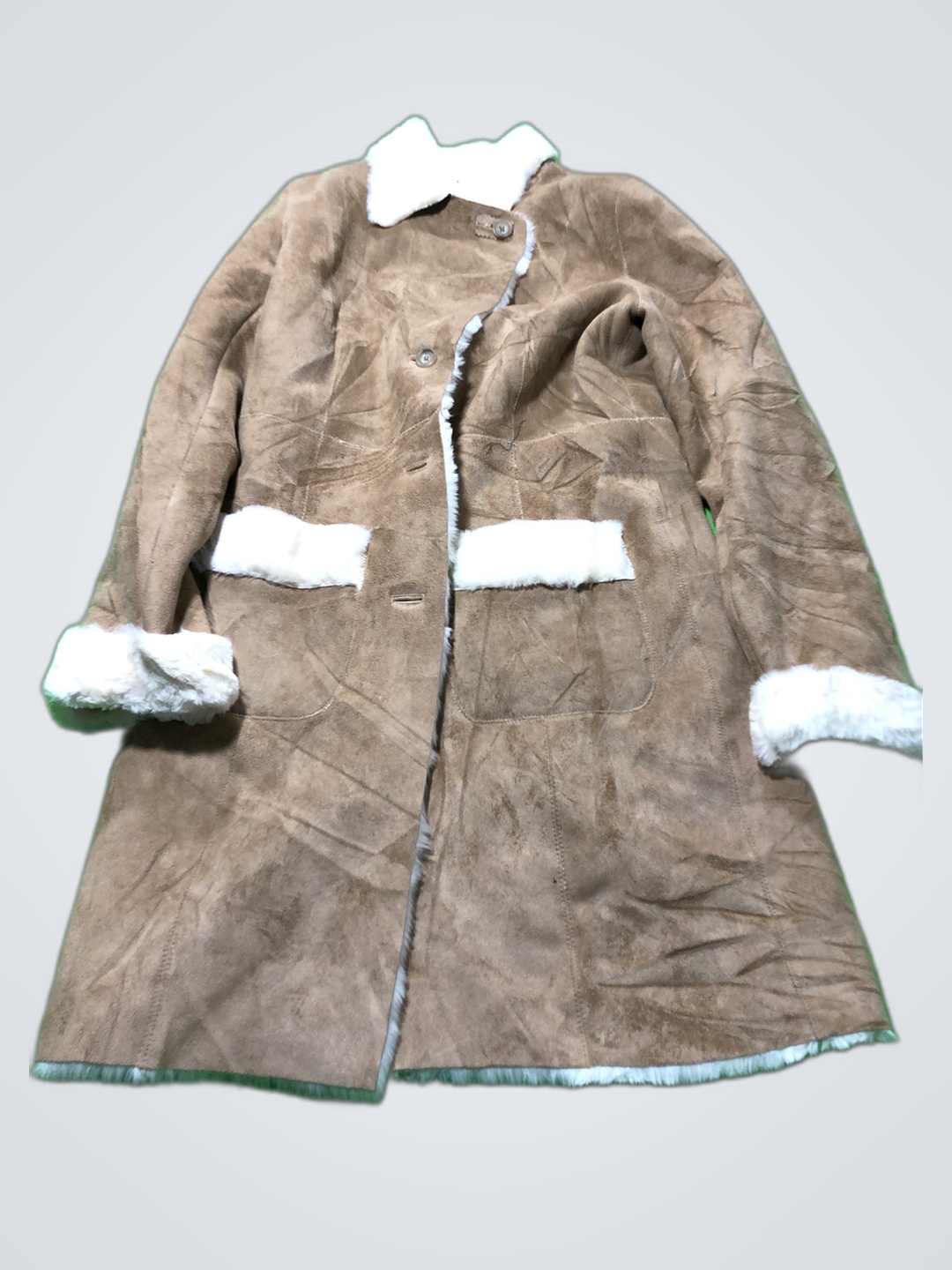 Manteau en fourrure synthétique beige doublé