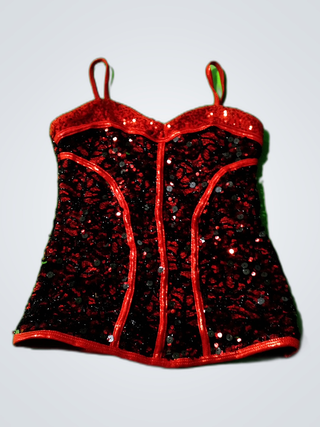 Rotes Pailletten-Crop-Top