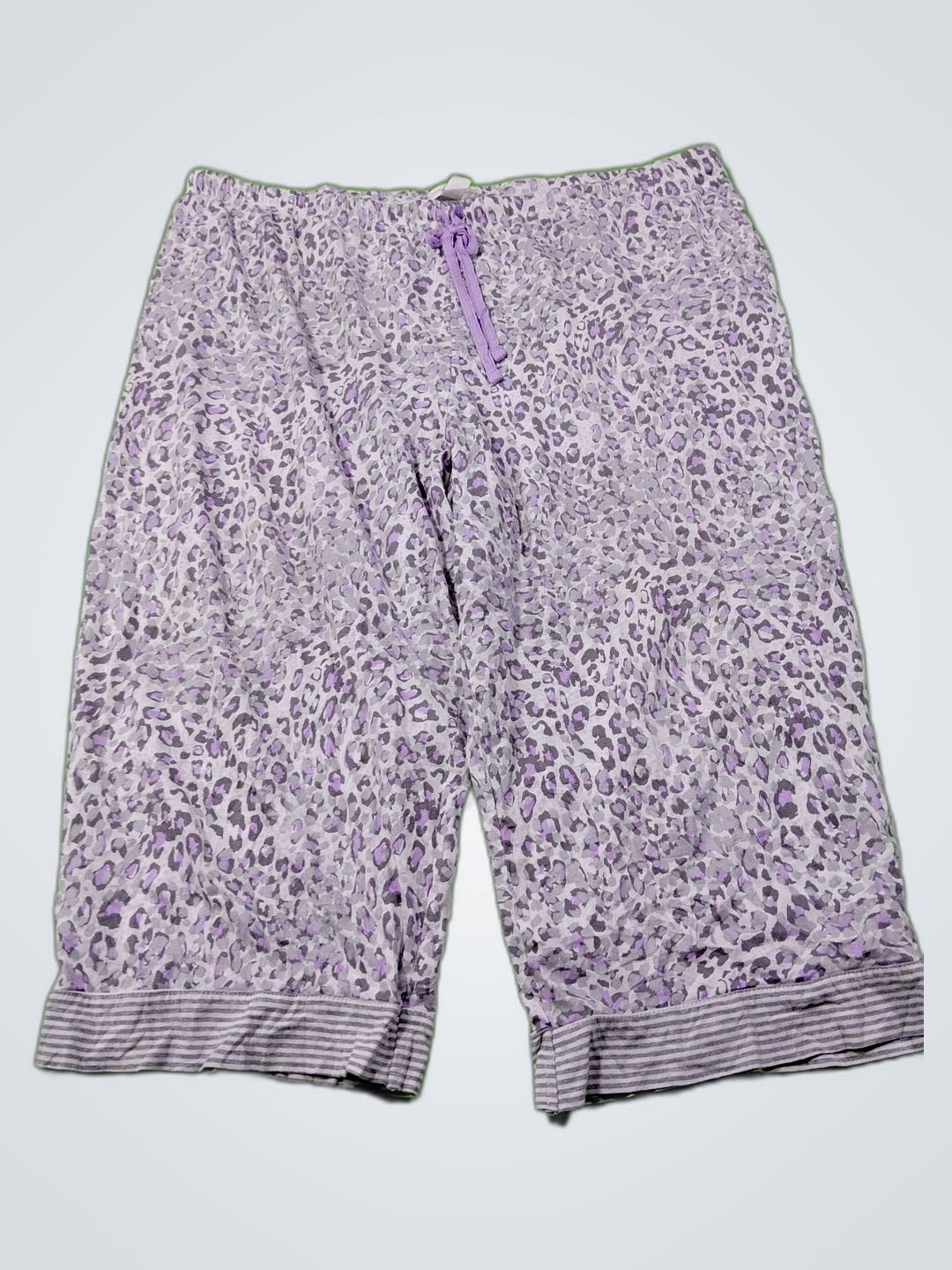 Carole Hochman Gray and Purple Animal Print Capri Pants