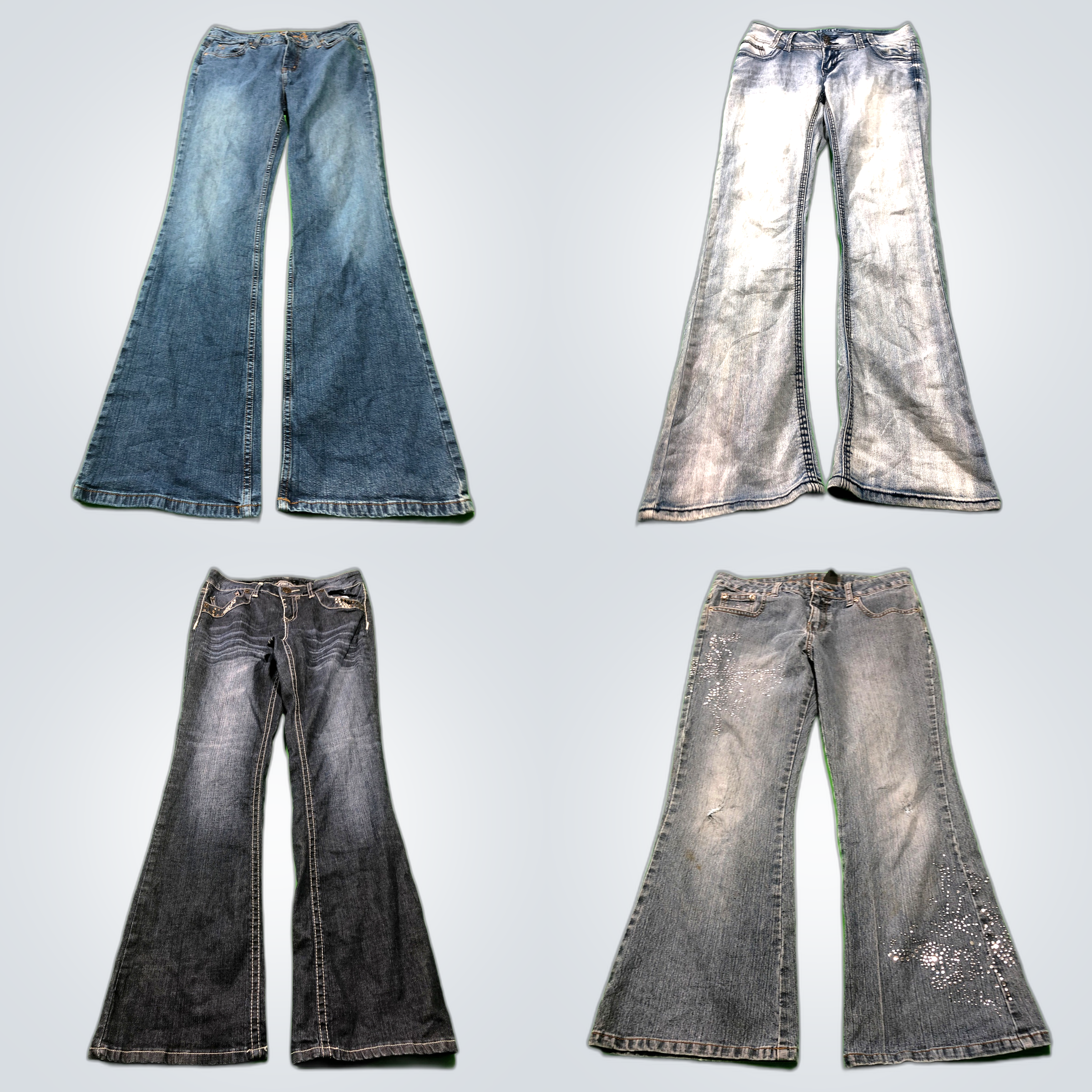 Y2K Grungy Style Denim Flared Jeans