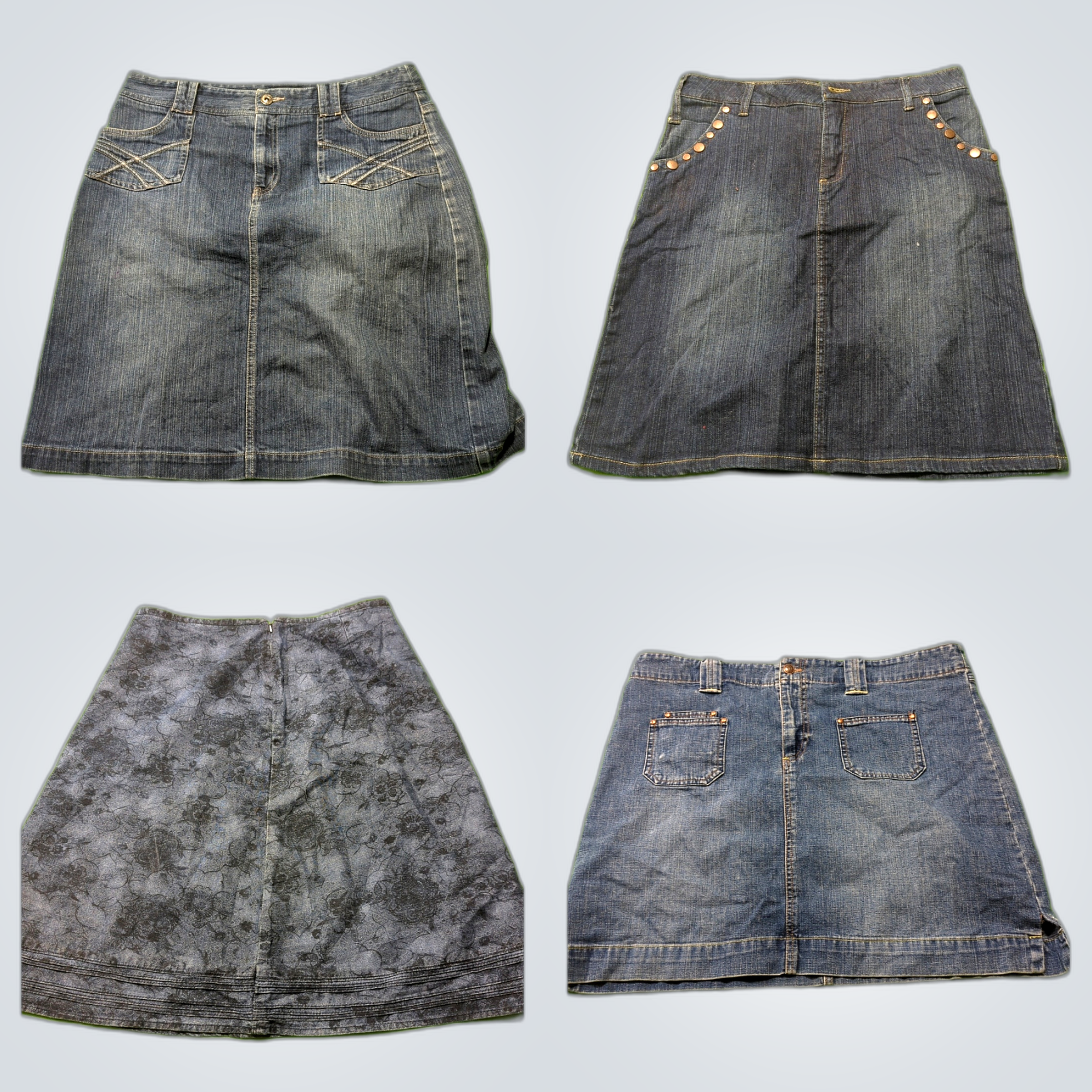 Y2K Denim Back Pocket Embellishmenty Skirts