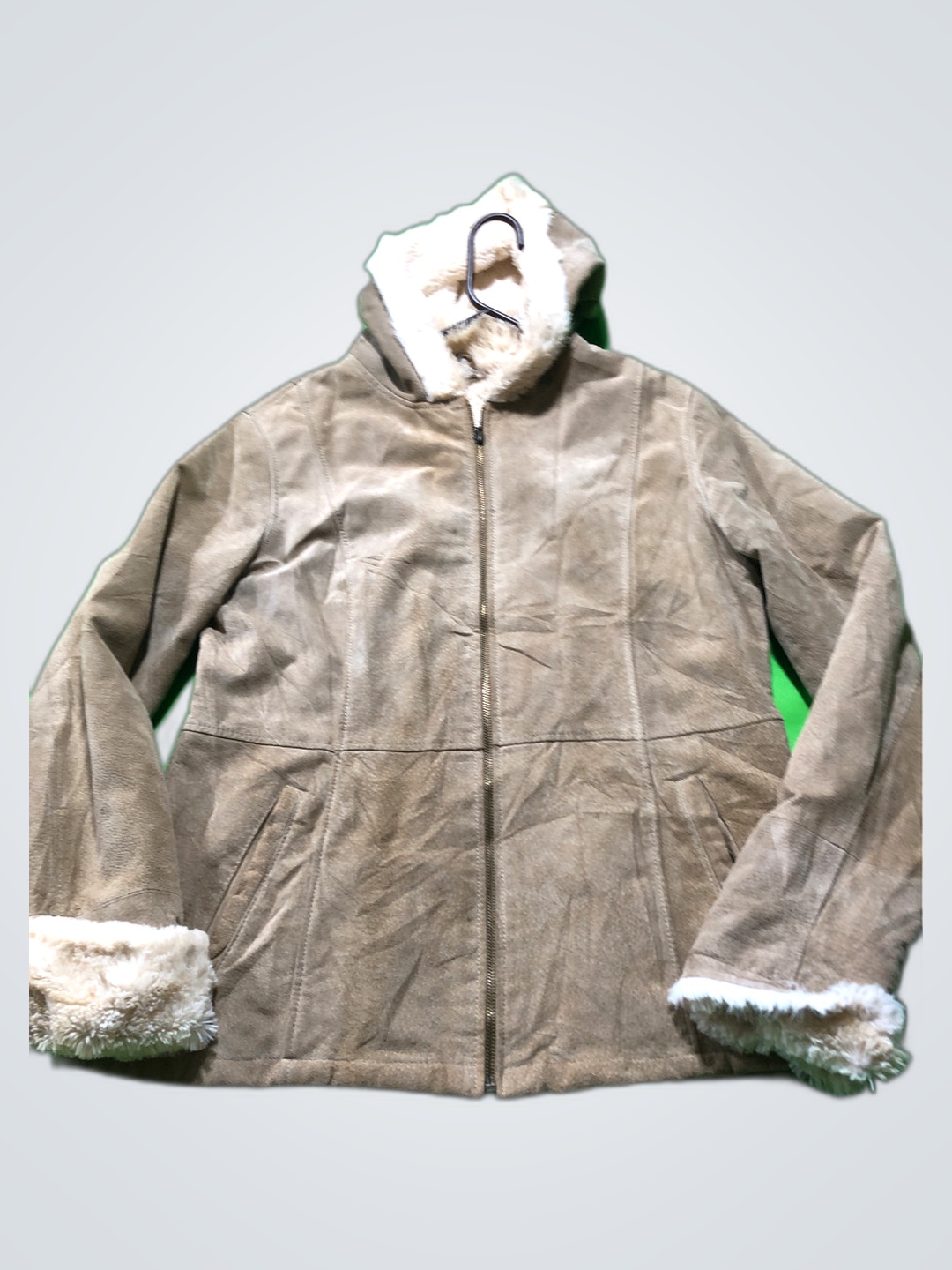 Tan Hooded Jacket with Sherpa Lining