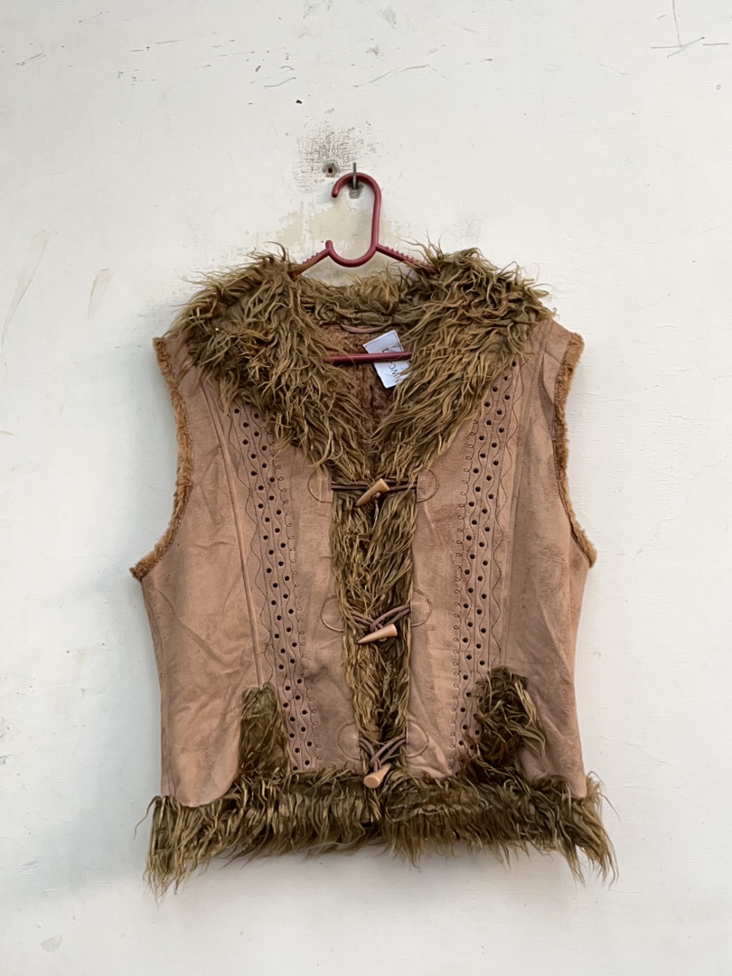 Gilet en daim avec garniture en fourrure