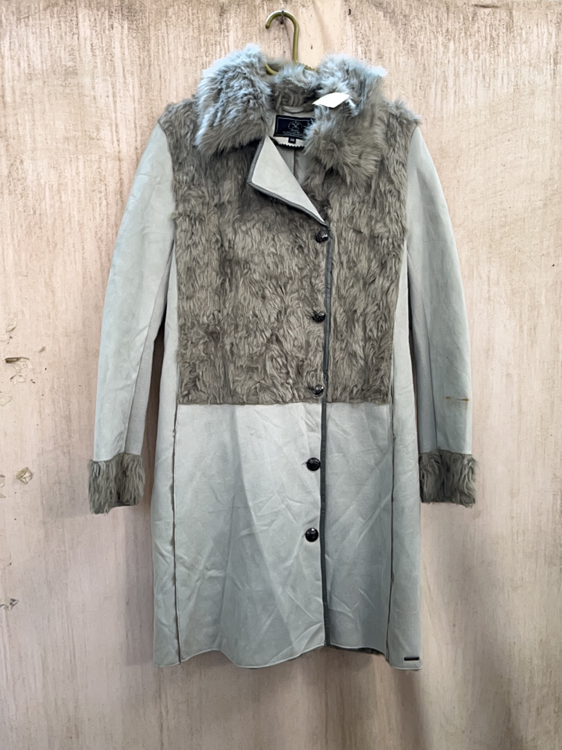 Guess Grey Fur Trim Coat