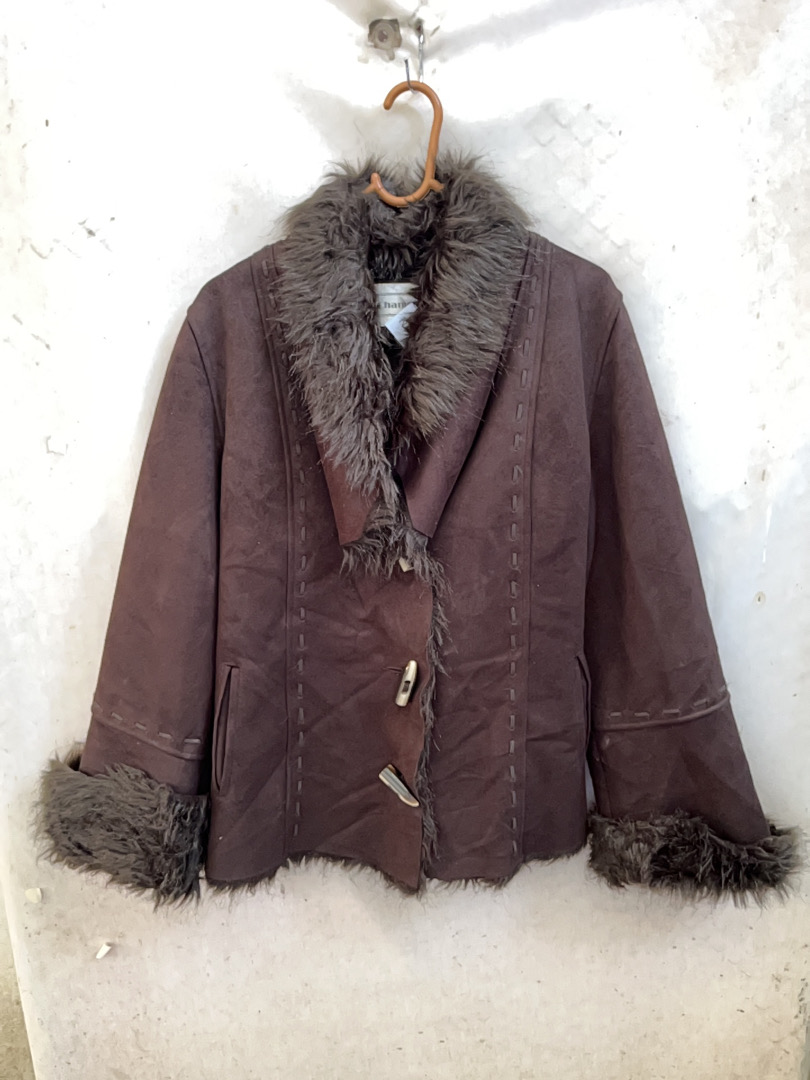 Diesel Brown Suede Fur Trim Jacket
