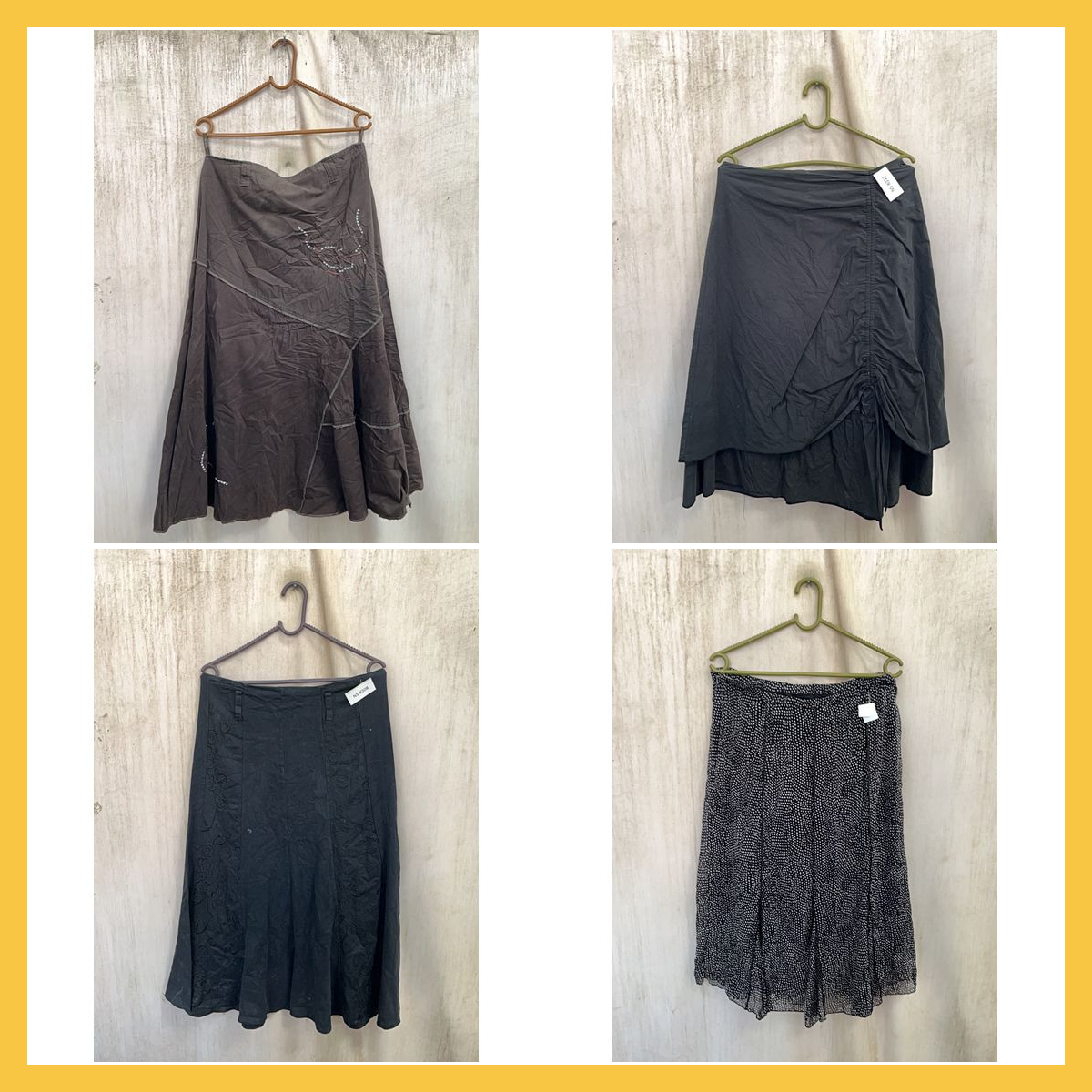 Pacchetto da 4 Gonne Midi Misura Mista Nere Marron..