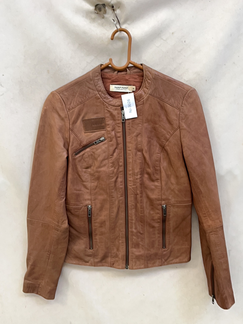 Naf Naf Brown Leather Jacket