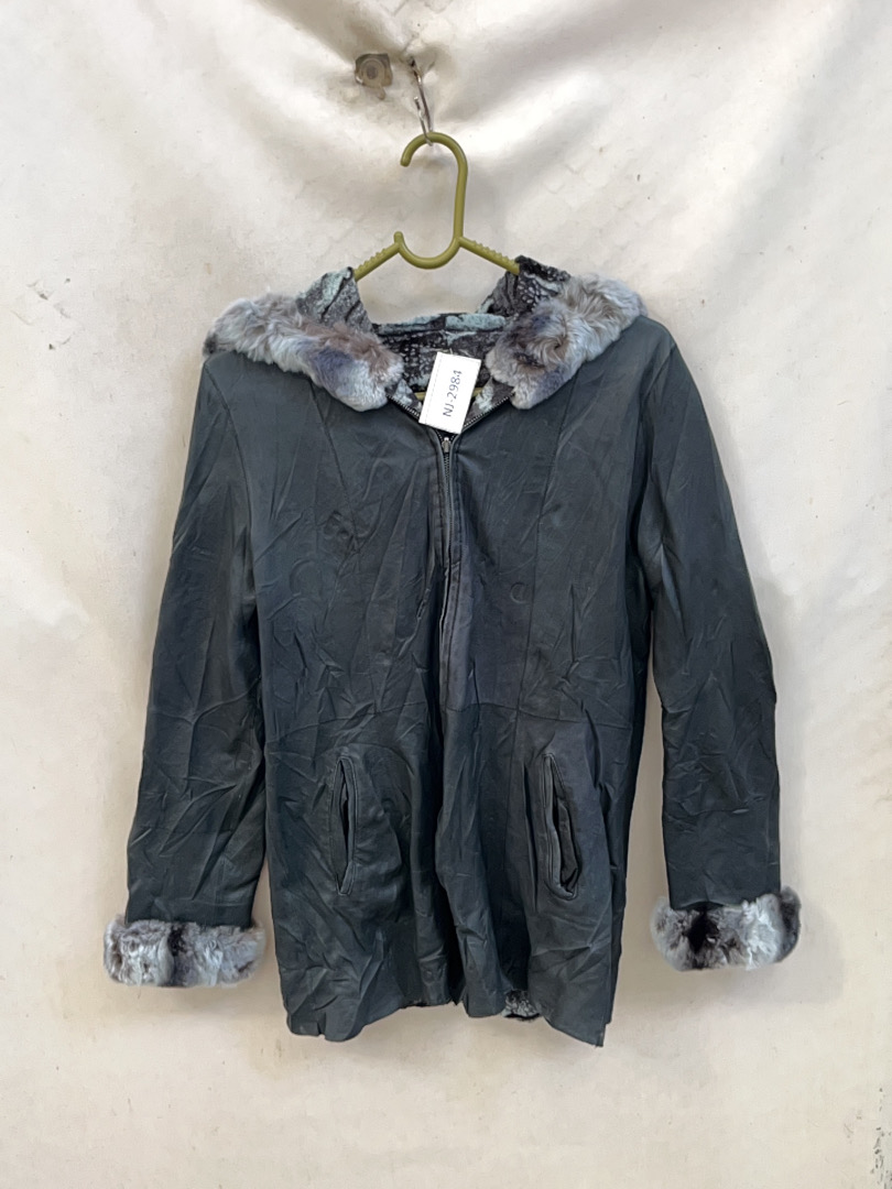 Gray Fur-Trimmed Jacket