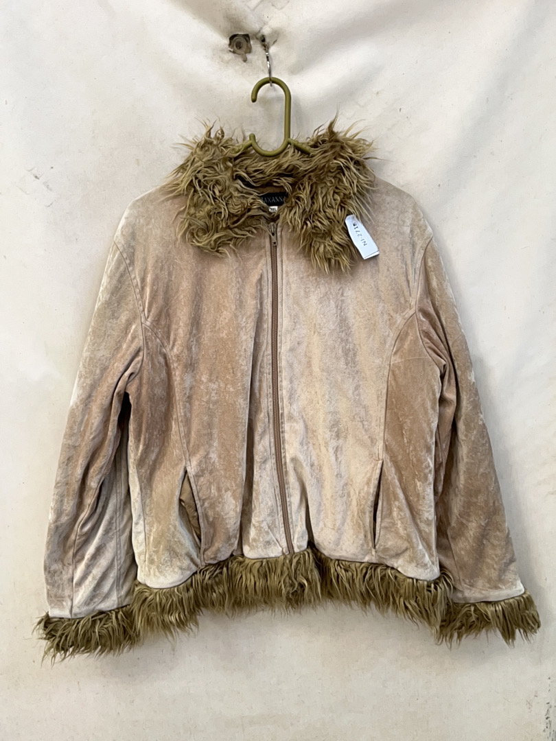 Faux Fur Trimmed Velour Jacket