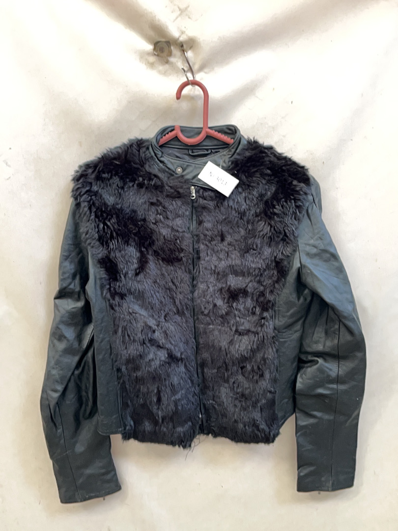 Black Leather and Fur Jacket
